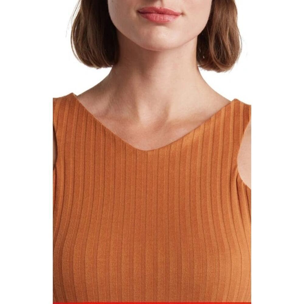 Treasure & Bond Rib Cutaway Tank Top Sleeveless V-Neck Tan Adobe Brown NWT XXS - Picture 4 of 11